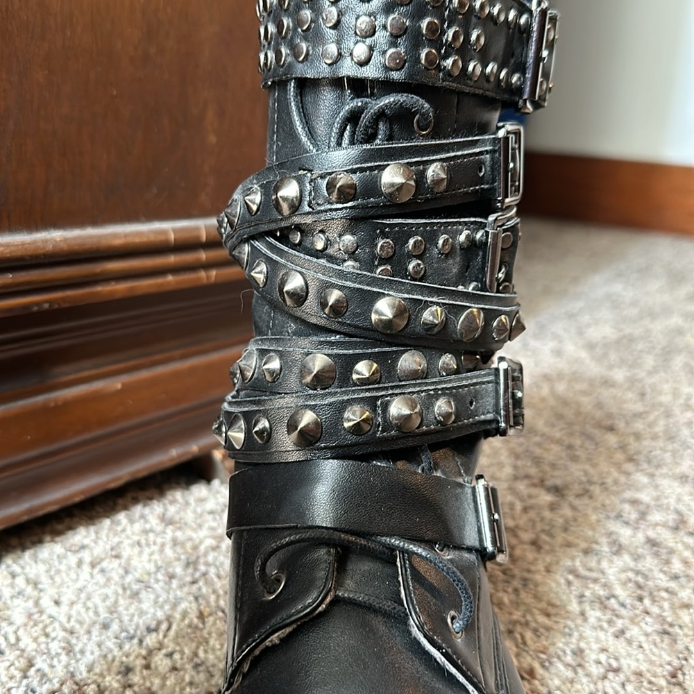Studded Leather Moto Boots - Picture 10 of 10